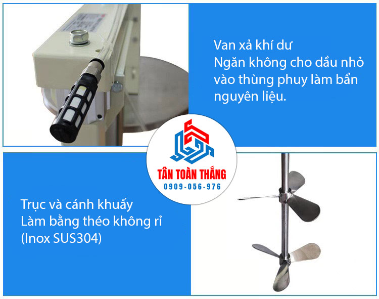 Chiết tiết máy khuấy thùng phuy 200 lít