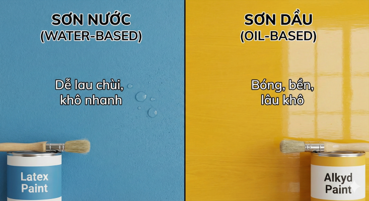 Bề mặt sơn nước và bề mặt sơn dầu